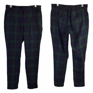 Hot Topic Vintage 90s Plaid Pants Tapered Leg Green Navy Blue Size L Y2K Tartan